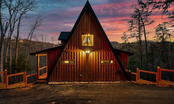 Gatlinburg - Pigeon Forge Cabin | New A-Frame! 7 Mi. to PF/Hot Tub/EV charger/View!