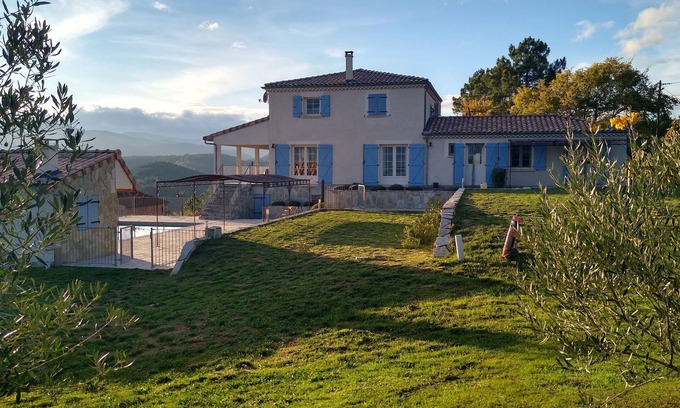 Chambonas Villa | new build villa with overflow pool and unique view