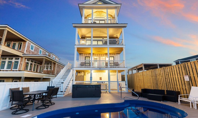 Atlantic Beach House | New Const 5 Star-Sleeps 14-On Beach Elevator Heated Pool Jacuzzi Play RoomLuxury