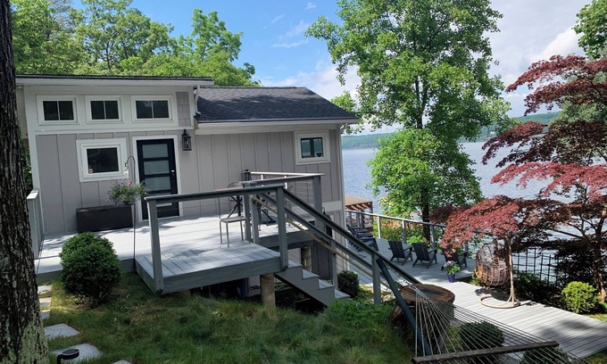 Northwest Ithaca Cottage | New cottage, close to Ithaca, hot tub, fireplace, waterfront, dock, sleeps 5