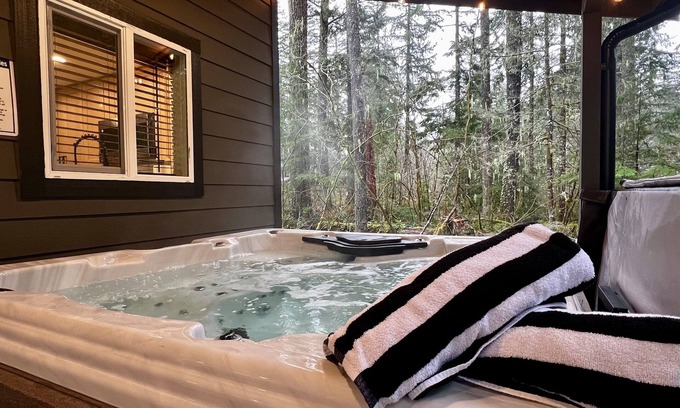 Ashford Cabin | New! Cozy Cabin w/Smokeless Firepit, EV & Spa!