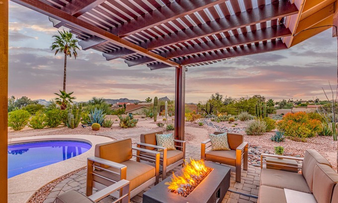 Fountain Hills House | NEW! Desert Mtn Sanctuary - Cozy 3 Bedroom Home, Heated Pool, Firepit w/Views
