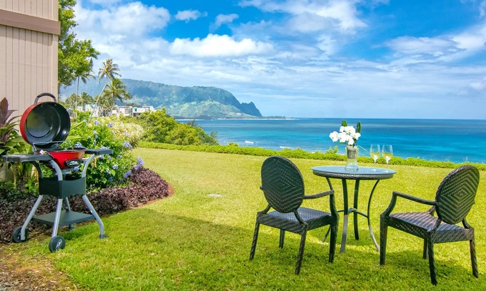 Princeville Condo | New Furnishings! Panoramic Ocean and Mount Makana Views