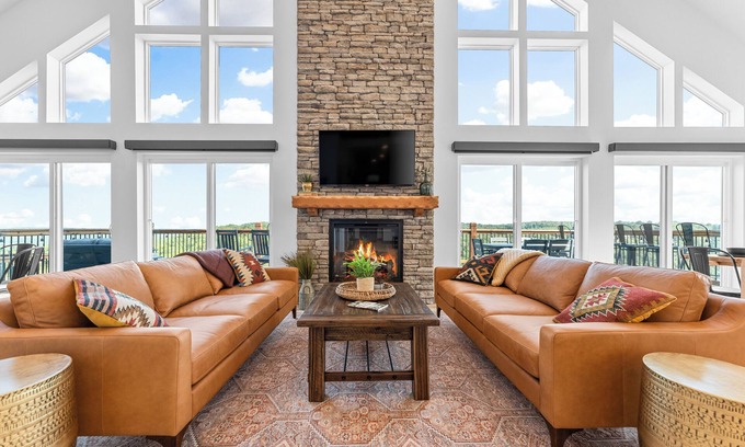 Kimberling City Cabin | New! LAZY RIVER & Pools, Lake View, Game Room, Theater Room, Hot Tub, Fire Pit