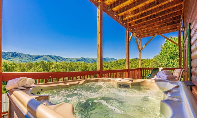 Gatlinburg - Pigeon Forge Cabin | New Listing! Amazing View, 2 Hot Tubs, Pool Table, & Free Attractions