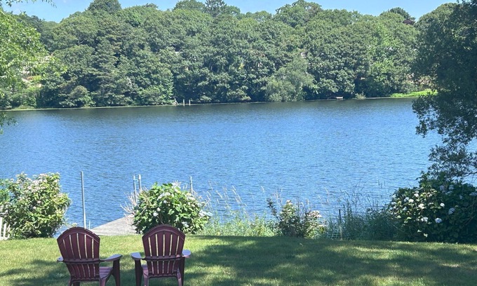 Buzzards Bay House | NEW LISTING! Pond Front 4BD-A/C, Deck, Hot Tub & Dock, Right on Queen Sewell Pond