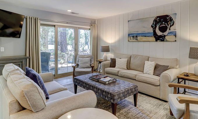 Sea Pines House | New listing! Remodeled, dog-friendly villa with golf course views, & shared pool