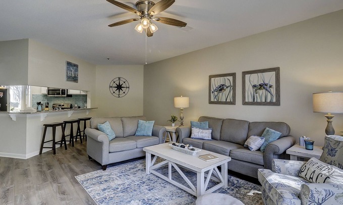 Hilton Head Island Condo | New Listing Updated Wonderful Luxury 2 BR Townhome Walk to Beach Large Living room 2 Kings Foldout