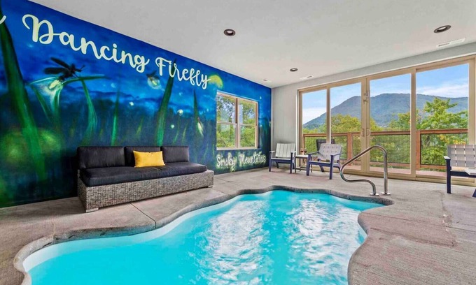 Wears Valley Cabin | New Spacious Cabin w/Stunning Views, Easy Drive, Indoor Pool, Theater, Game Rm