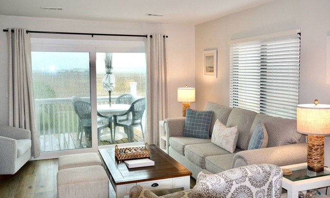 Oceanmarsh Subdivision Condo | Newly Renovated! Marsh & Ocean View Steps to Beach and Pool.