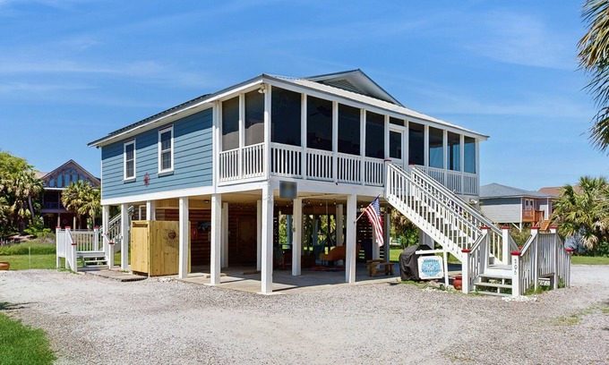 Edisto Island House | Newly renovated lagoon-view home with screen porch & patio - short walk to beach
