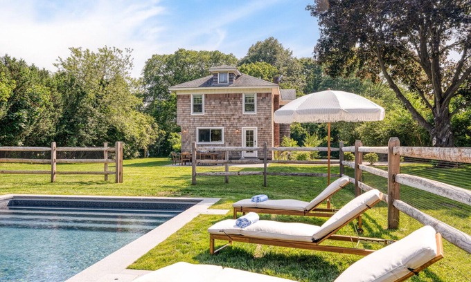 Peconic House | Newly Renovated, Stylish Peconic Retreat with Private Pool, Lush Grounds,...