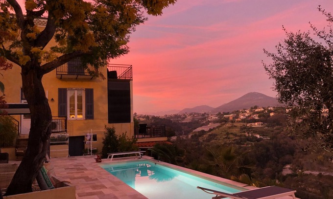 Saint Pierre de Feric Villa | Nice villa, beautiful mountain and sea views, private heated pool. Parking