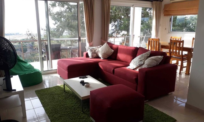 Bahceli Apartment | North Cyprus sunset sea views on quiet site with large private BBQ roof terrace