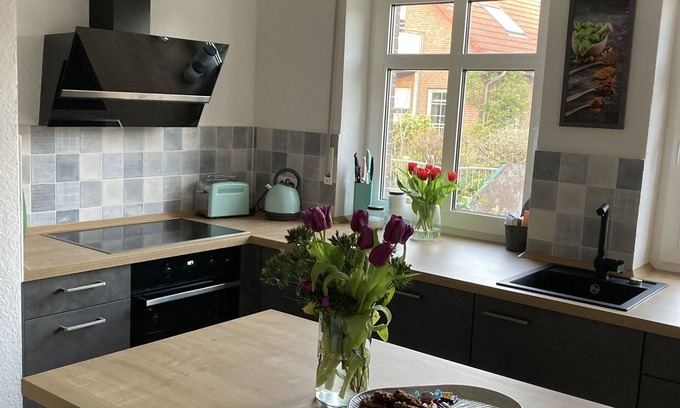 Horumersiel House | North Sea coast, charming Frisian house with fireplace, conservatory, sauna, beach chair
