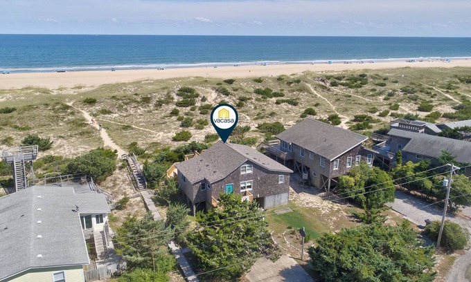 Avon House | OBX beach house with ocean views, decks, private hot tub, & seasonal pool access
