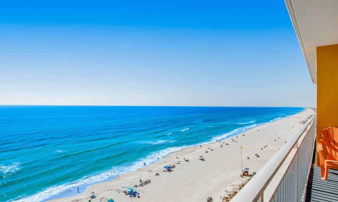 West Panama City Beach Condo | Ocean and breachfront condo with pool, gym, hot tub - walk to the beach
