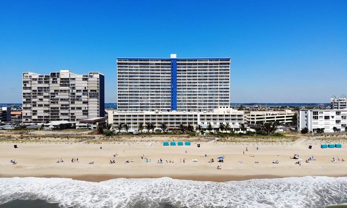 North Ocean City Condo | Ocean City 2BR Oceanfront Condo - Bay Views, Pools, Ice Rink & More!