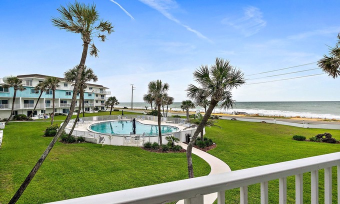 Flagler Beach Condo | Ocean Front-Large Outdoor Patio-Ocean View Balcony