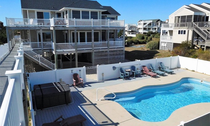 Whalehead Beach House | Ocean Front, Private Pool, Hot Tub, Elevator, Rec Room.