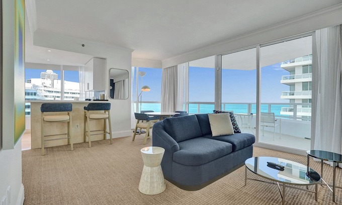 Mid Beach Condo | Ocean view corner suite. 2 Balconies, full kitchen, washer/dryer. No resort fee!