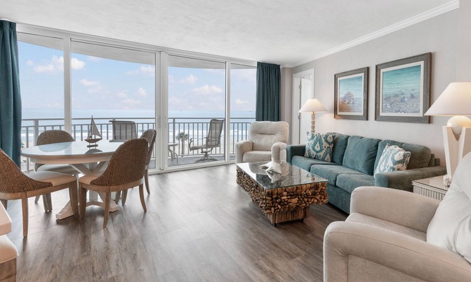 Daytona Beach Shores Condo | Ocean Views from Every Room! Ocean Frt 2/2 Peck Plaza 5NE Both Elevators Open!