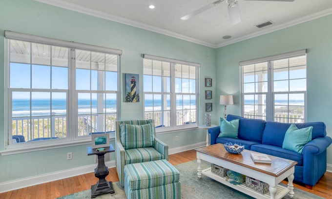 Crescent Beach House | Oceanfront Family Escape! Two Balconies, Private Boardwalk to Beach, Hot Tub! $300 in Free Tickets!