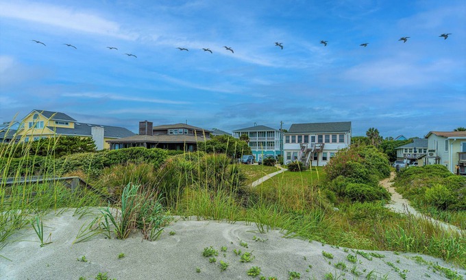 Folly Beach House | Oceanfront Getaway - Private Boardwalk, Enclosed sun porch