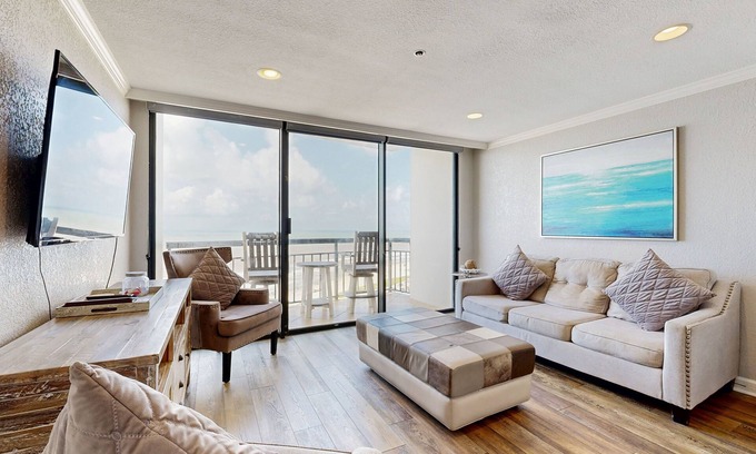 Galveston Condo | Oceanview condo with pools, hot tubs, sauna, and two balconies