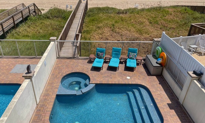 South Padre Island House | “On” the Beach, not CLOSE! Affordable Luxury. Private Boardwalk, Pool, Hot Tub!