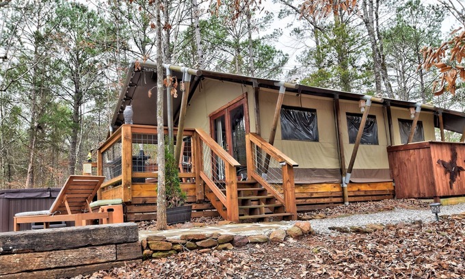 Dadeville Cabin | One Bedroom Glamp, Deck, Patio, Hot Tub at The Destination Resort