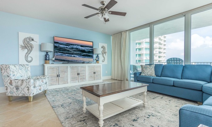 Orange Beach East Condo | One-Of-A-Kind Vacation Condo with Panoramic View! Complimentary Boat Slip!