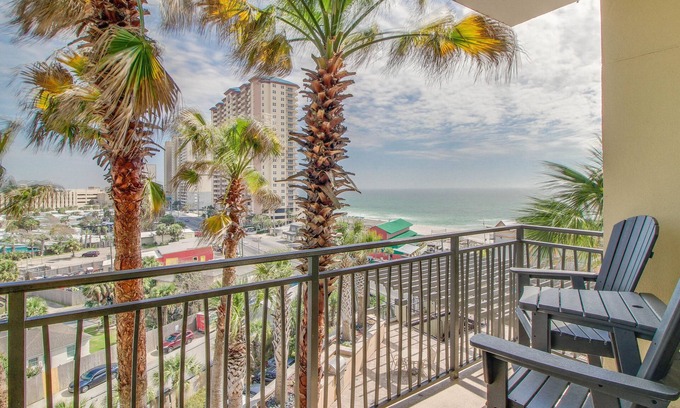 Panama City Beach Condo | Origin 633: Gulf-View Studio w/Palm-Shaded Balcony!