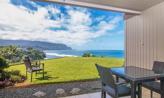Princeville Condo | Pali Ke Kua #118: Ocean views from every room and gorgeous Bali Hai sunset!
