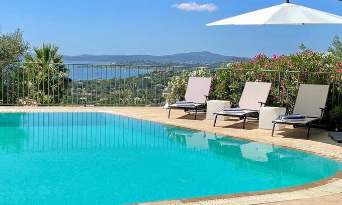 Les Issambres Villa | Panoramic sea view and close to the beach. Heated swimming pool, fully air con
