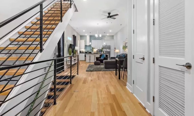 Third Ward House | PANTHERS THEMED 3-bedroom DUPLEX; 2 livings rooms & 2 kitchens, in uptown.