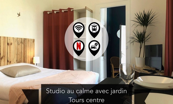 Tours Apartment | Peaceful studio with garden - Tours center