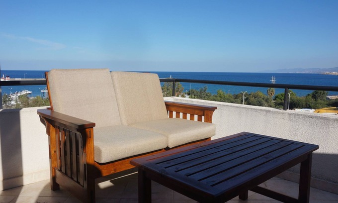 Kyrenia Apartment | Penthouse In Kyrenia town, Large Rooftop Terrace, stunning sea views, pool