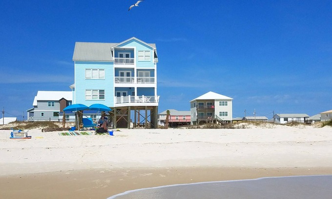 Fort Morgan House | Perfect, beachfront pet friendly 5 bedroom home, close to waters