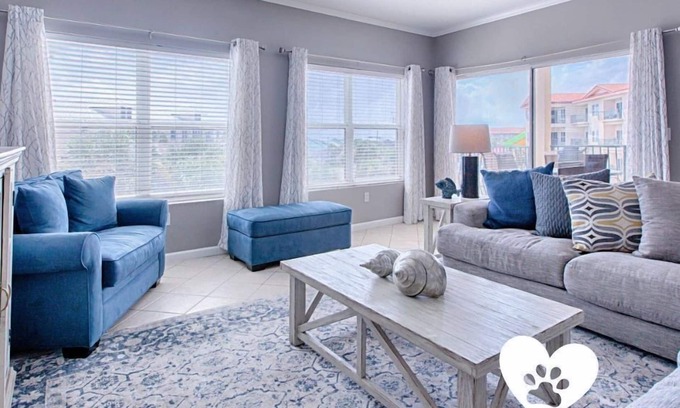 Frangista Beach Condo | Pet Friendly! 3rd floor overlooks pool, private beach access, hot tub