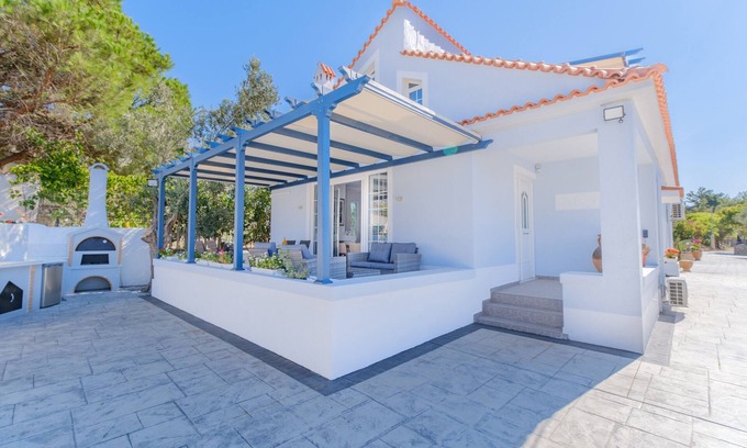 Volissos Villa | Picturesque gated beach-front private villa on lush estate!