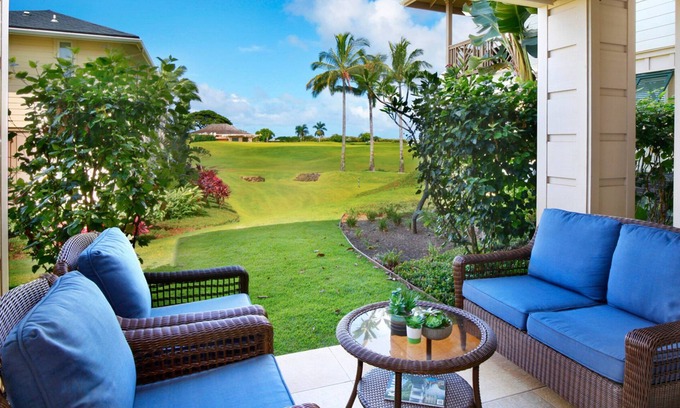 Poipu Condo | Pili Mai at Poipu #10A By Parrish Kauai - great distant ocean views & AC- fun fo