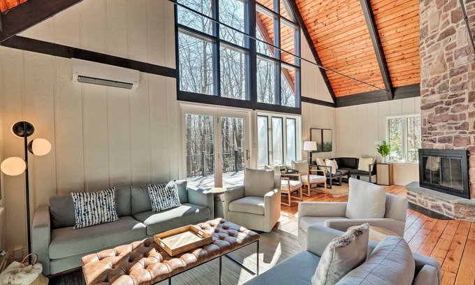 Lake Harmony Estates Cabin | Pocono Retreat w Hot Tub, Sauna, Fire Pit, Peloton, and Billiards