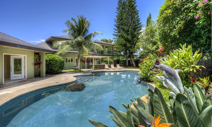 Poipu House | Poipu Luxury Home - AC Private Heated Swimming Pool, Free Access to Gym, NEW BBQ