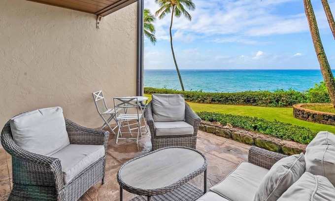 Poipu Condo | Poipu Makai A1 By Parrish Kauai - hear the waves in this oceanfront condo near b