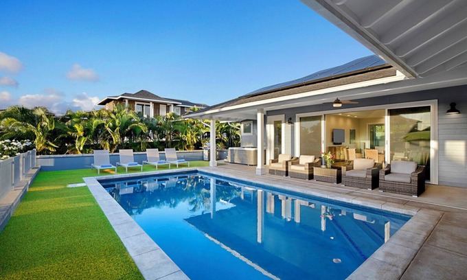 Poipu House | Pomaika'i : New Poipu Villa w/Pool+Spa Near Beach