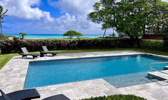 Kalama Tract House | Pool & Beachside—NEW Kailua Luxury Beach House - Direct beach access!