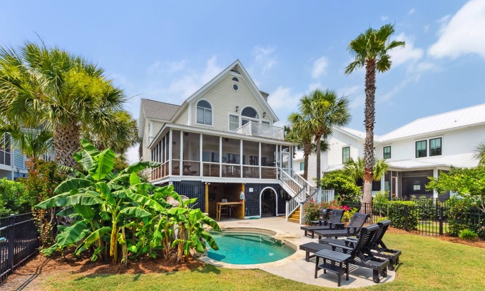 Isle of Palms House | Pool w/Waterfall, Deep Water Dock, 3rd Row Home
