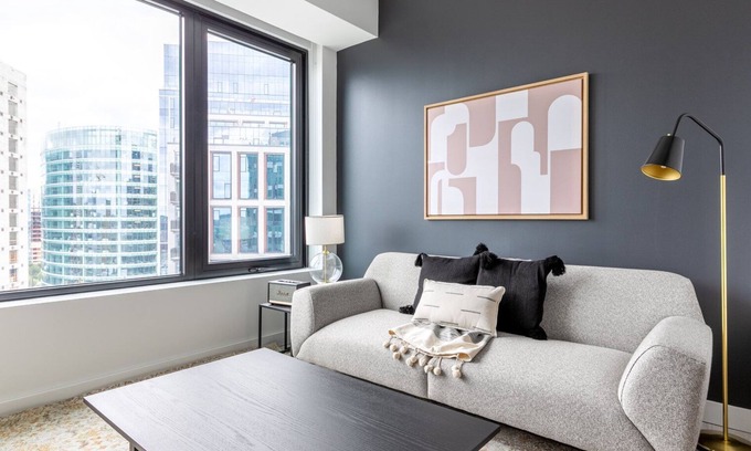 Seaport District Apartment | Practical Seaport 1BR w/Gym, Pool, W/D, Doorman