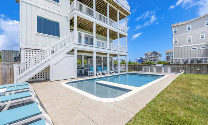 Salvo House | Premier Oceanside Dog Friendly w/Pool, Elevator, Hot Tub, Golf Simulator, More!